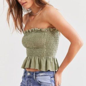 Smocked Peplum Tube Top